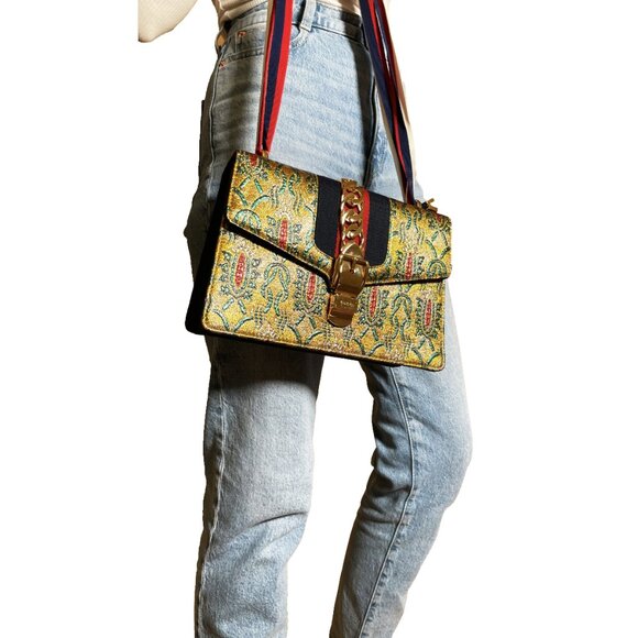 Gucci Small Sylvie Multicolor Brocade Shoulder Bag - Picture 12 of 12